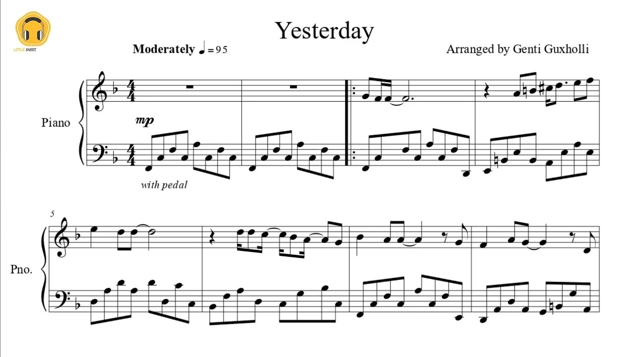 Yesterday By The Beatles Piano Solo Sheets YouTube