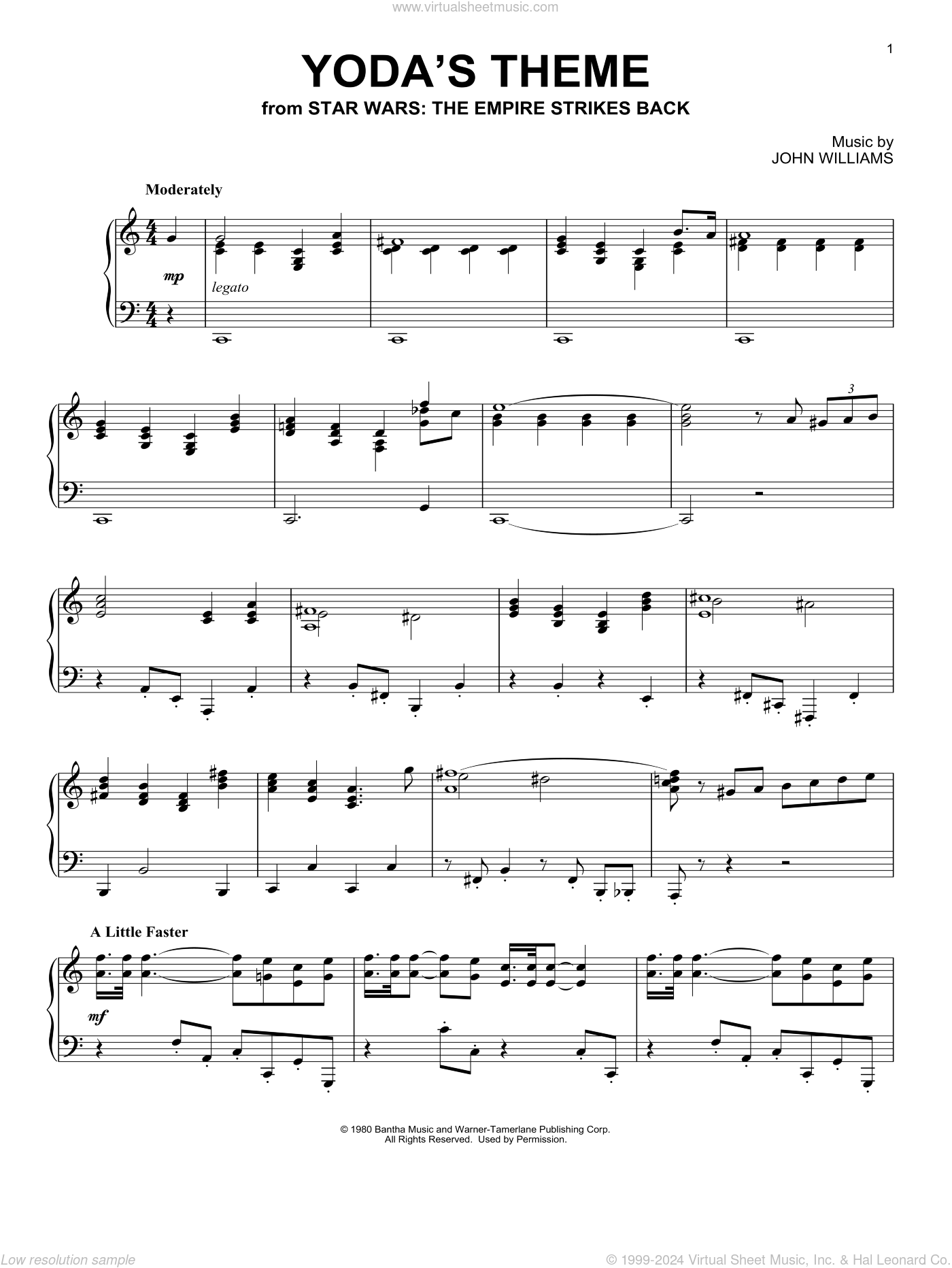 Yoda s Theme from Star Wars The Empire Strikes Back Sheet Music For Piano Solo V2