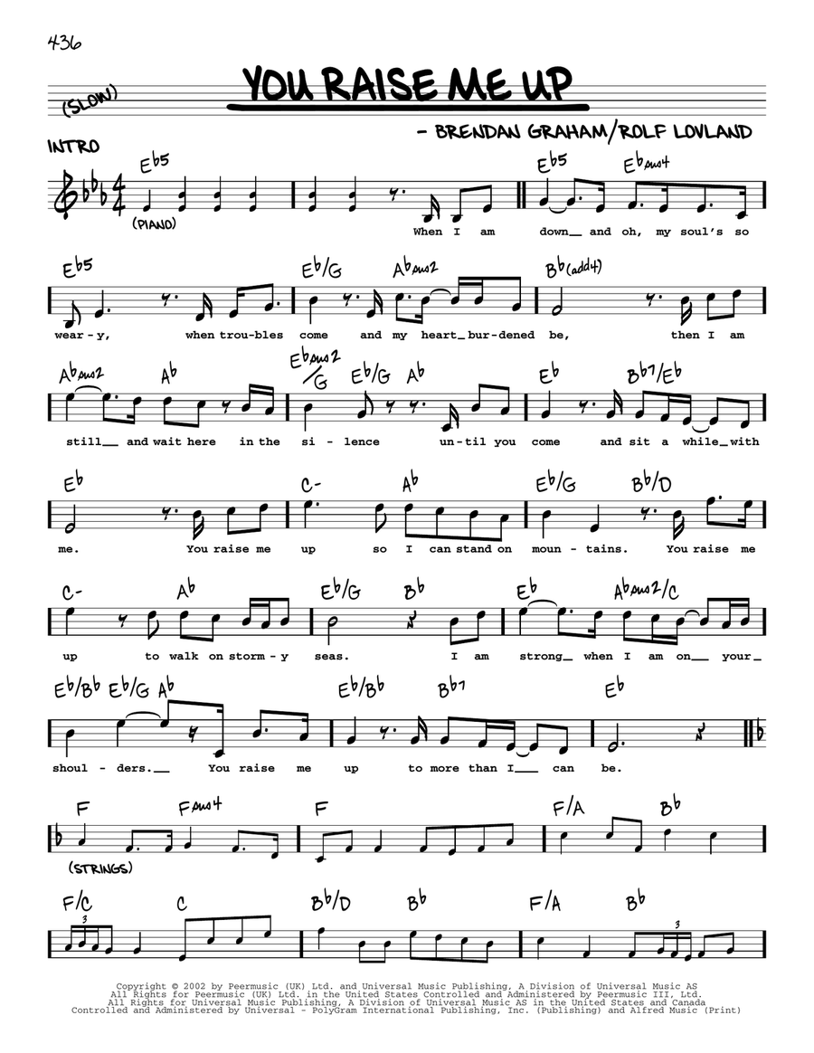 you lift me up piano sheet music