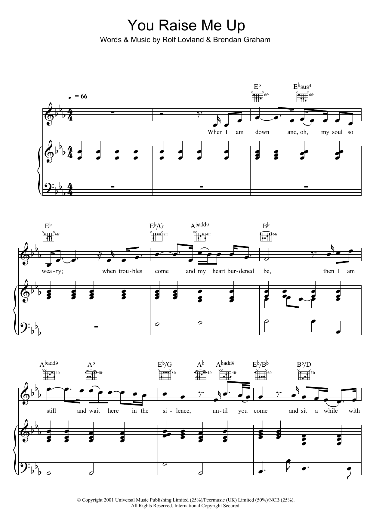 You Raise Me Up Sheet Music By Westlife For Piano Keyboard And Voice Noteflight